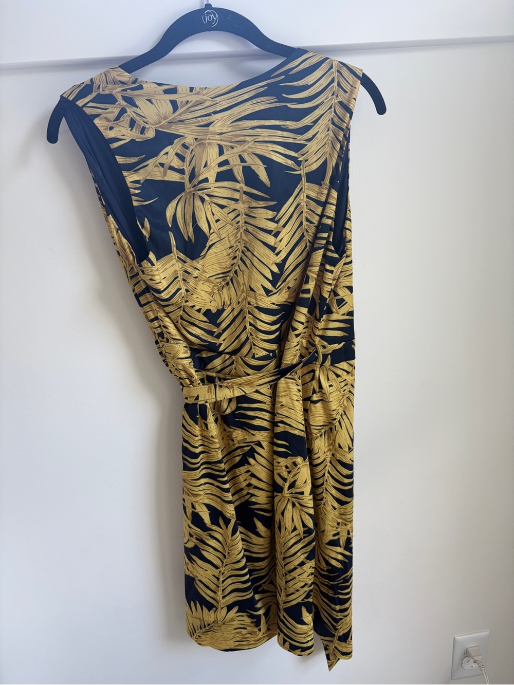 Hutch - Sleeveless Yellow/Navy Leaf Wrap Dress (M) - Picture 3 of 3